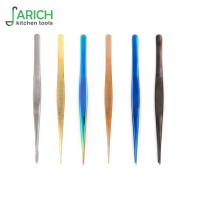 (JYKTT-A132-st  6.5') Hot sell titanium coating colorful whole stainless steel tweezers