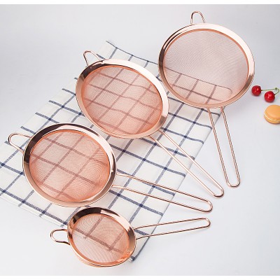 INS Rose Gold and Gold Colour Stainless Steel Strainer for Baking, Cooking /Kitchen Sieves, Strainer Mesh Tools