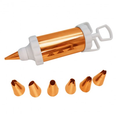 Baking Cake Decorating Tool Cream Nozzles Syringe Gun with cake 7 Nozzles Cookie Cream Piping Syringe Cream Flower  Kit